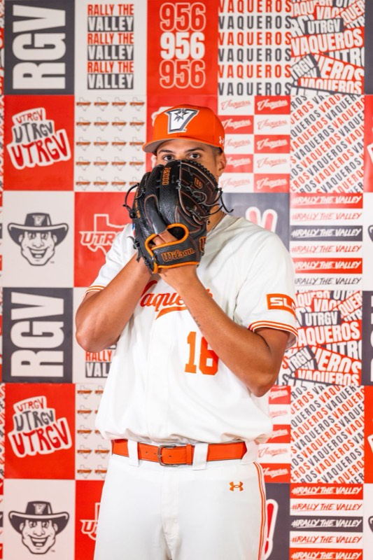 Calen Graham in uniform, glove up